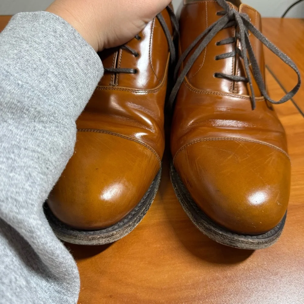 Brooks Brothers Golden Fleece Cap Toe Dress Shoe Lace Leather Italian Tan M9‎